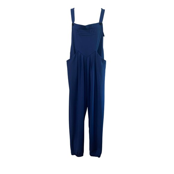 Halara Womens Adjustable Strap Relaxed Fit Blue Overalls With Pockets Size Large - Picture 2 of 10